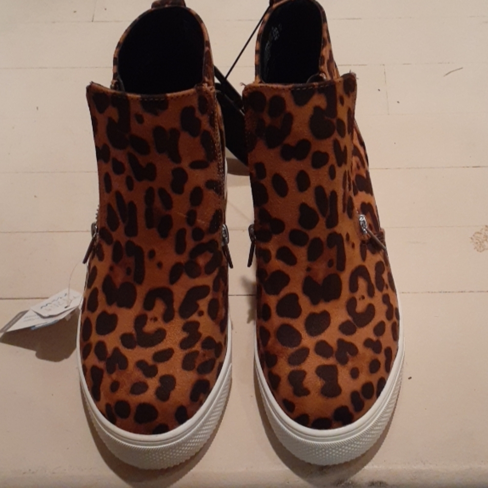 Leopard Wedge Sneakers